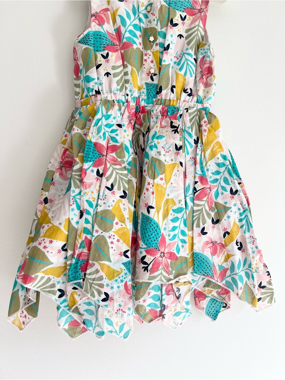 Tommy Bahama Tropical Floral Sleeveless Dress Kids Girl 3T w/Star Button Details - Picture 8 of 10